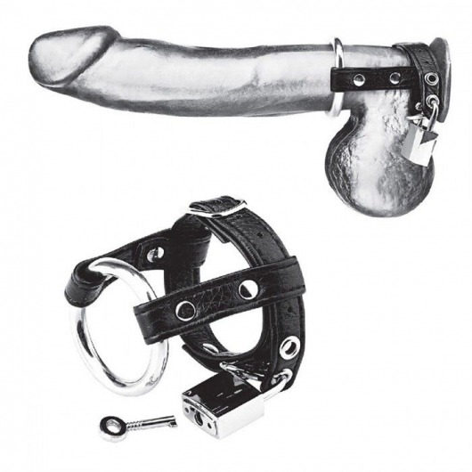 Утяжка на пенис на замочке Duo Cock And Ball Lock - BlueLine - купить с доставкой в Архангельске