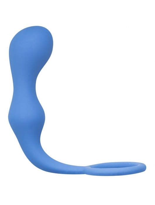 Синее эрекционное кольцо с анальной пробкой Double Pleasure Anal Plug - Lola Games - в Архангельске купить с доставкой