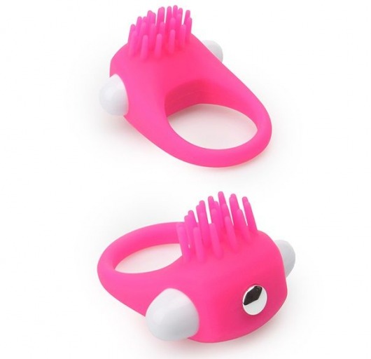 Розовое эрекционное кольцо с щеточкой LIT-UP SILICONE STIMU RING 5 - Dream Toys - в Архангельске купить с доставкой