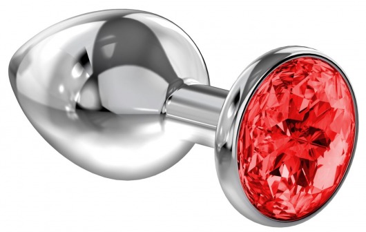 Большая серебристая анальная пробка Diamond Red Sparkle Large с красным кристаллом - 8 см. - Lola Games - купить с доставкой в Архангельске