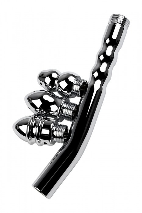 Металлический анальный душ с тремя насадками - ToyFa - купить с доставкой в Архангельске