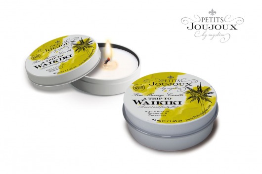 Массажная свеча Petits Joujoux Waikiki Beach с ароматом кокоса и ананаса - 33 гр. - MyStim - купить с доставкой в Архангельске