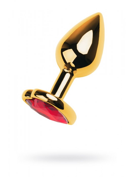 Золотистая анальная пробка с кристаллом-сердцем - 7,5 см. - ToyFa - купить с доставкой в Архангельске