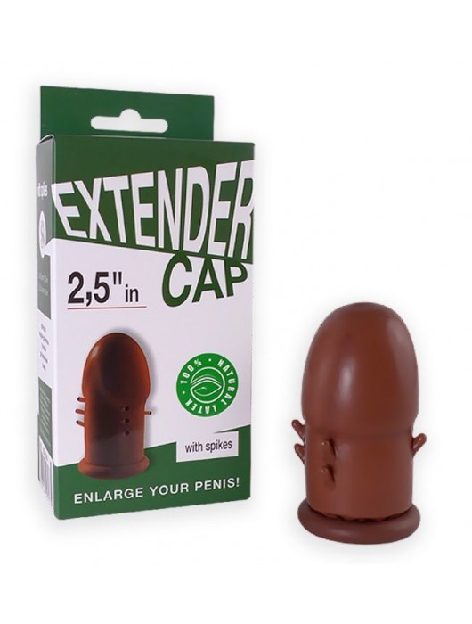 Коричневый латексный удлинитель пениса 2.5 in с шипиками - Sitabella - в Архангельске купить с доставкой