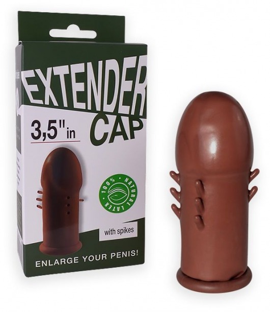 Коричневый латексный удлинитель пениса 3.5 in с шипиками - Sitabella - в Архангельске купить с доставкой