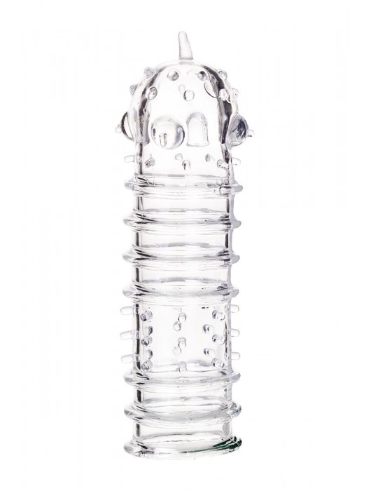 Прозрачная насадка на пенис TOYFA A-Toys с ребрами и точками - 15,3 см. - A-toys - в Архангельске купить с доставкой