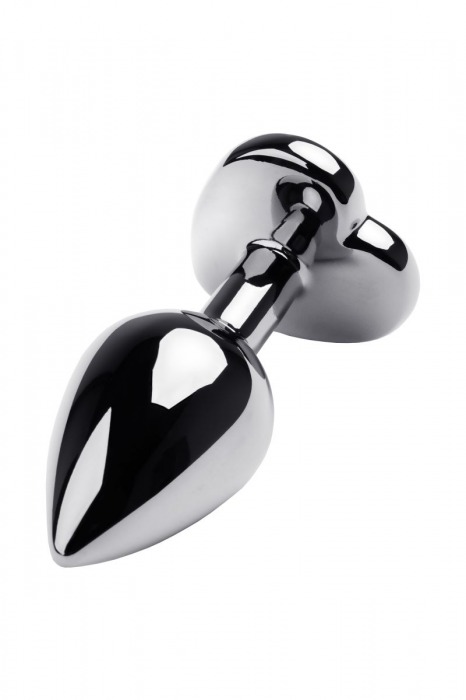 Серебристая анальная пробка с прозрачным кристаллом-сердцем - 8 см. - ToyFa - купить с доставкой в Архангельске