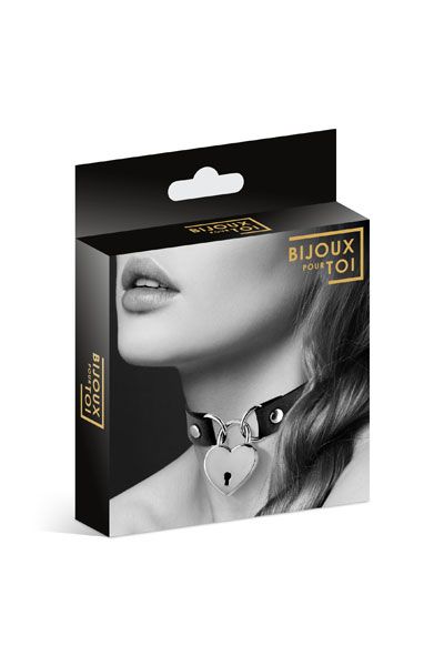 Черный чокер с замком в форме сердца - Bijoux Pour Toi - купить с доставкой в Архангельске