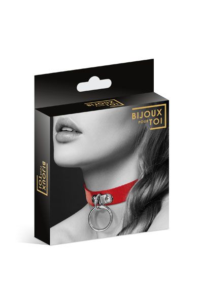 Красный узенький чокер с кольцом - Bijoux Pour Toi - купить с доставкой в Архангельске