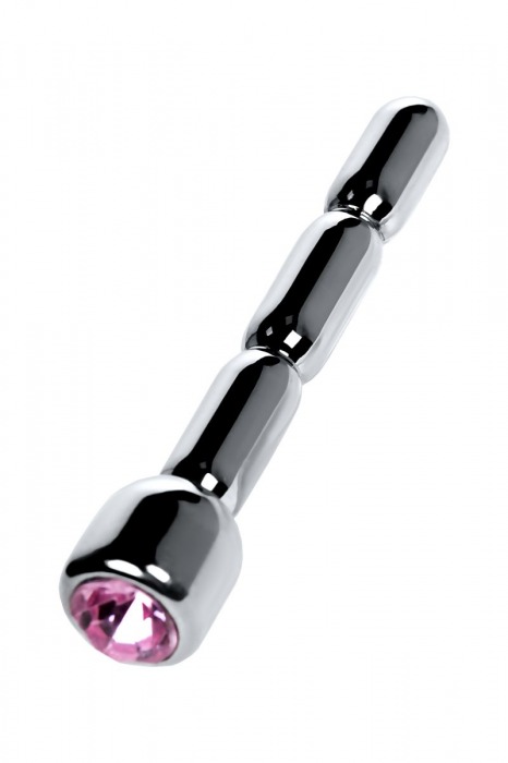 Серебристый уретральный плаг со стразом - 7 см. - ToyFa - купить с доставкой в Архангельске