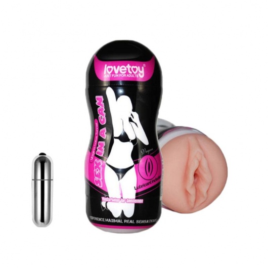 Мастурбатор-вагина Sex In A Can Vibra Vagina Tunnel - Lovetoy - в Архангельске купить с доставкой