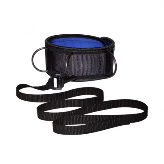 Чёрно-синий неопреновый ошейник с поводком - Sitabella - купить с доставкой в Архангельске