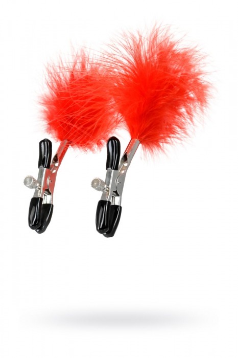 Зажимы для сосков с красным пухом Theatre - ToyFa - купить с доставкой в Архангельске
