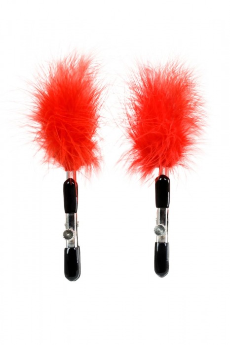 Зажимы для сосков с красным пухом Theatre - ToyFa - купить с доставкой в Архангельске