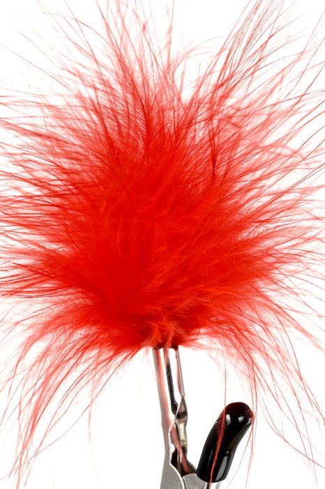 Зажимы для сосков с красным пухом Theatre - ToyFa - купить с доставкой в Архангельске