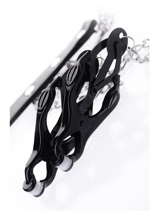 Черно-серебристые зажимы для сосков с кольцом для пениса TOYFA Metal - ToyFa - купить с доставкой в Архангельске