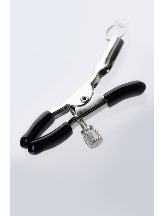 Серебристо-чёрные зажимы для сосков с кольцом для пениса TOYFA Metal - ToyFa - купить с доставкой в Архангельске